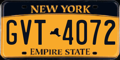 NY license plate GVT4072