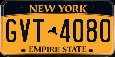 NY license plate GVT4080