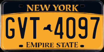 NY license plate GVT4097