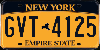 NY license plate GVT4125