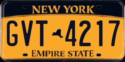 NY license plate GVT4217