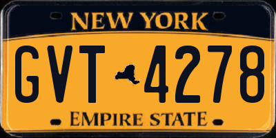 NY license plate GVT4278