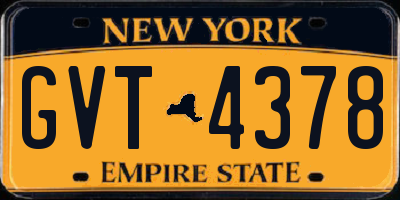 NY license plate GVT4378