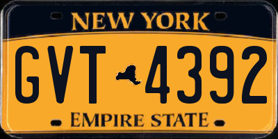 NY license plate GVT4392