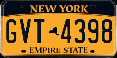 NY license plate GVT4398