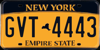 NY license plate GVT4443