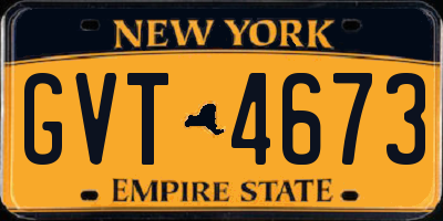 NY license plate GVT4673