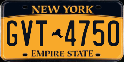 NY license plate GVT4750