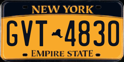 NY license plate GVT4830