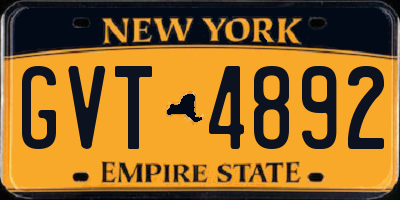 NY license plate GVT4892