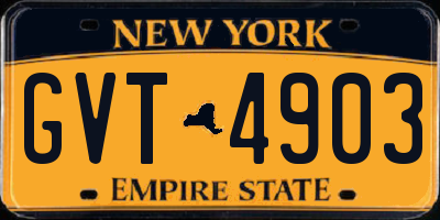NY license plate GVT4903