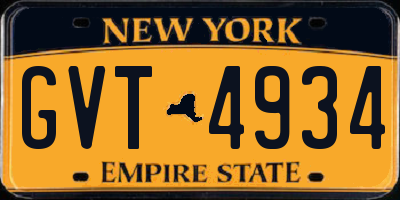 NY license plate GVT4934