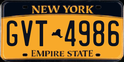 NY license plate GVT4986