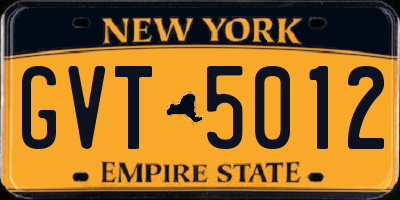 NY license plate GVT5012