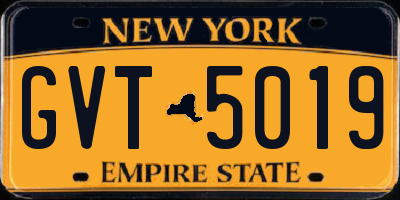 NY license plate GVT5019