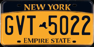 NY license plate GVT5022