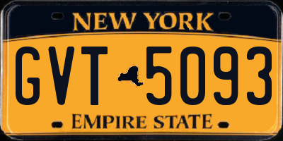 NY license plate GVT5093