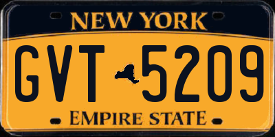 NY license plate GVT5209