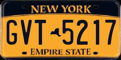 NY license plate GVT5217