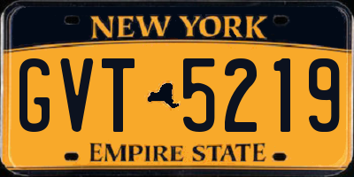 NY license plate GVT5219
