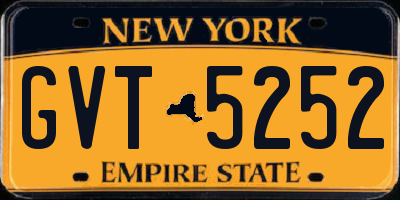NY license plate GVT5252