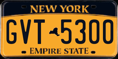 NY license plate GVT5300