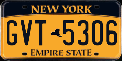 NY license plate GVT5306