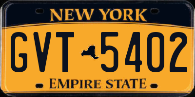 NY license plate GVT5402