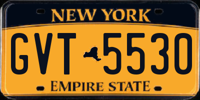 NY license plate GVT5530