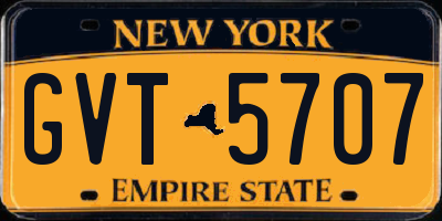 NY license plate GVT5707