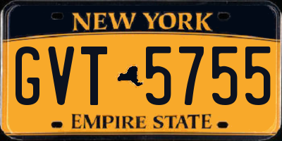 NY license plate GVT5755