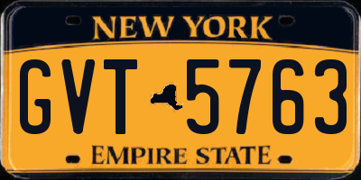 NY license plate GVT5763