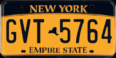 NY license plate GVT5764