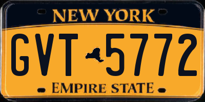 NY license plate GVT5772