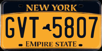 NY license plate GVT5807