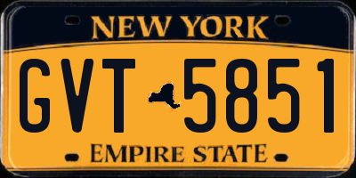 NY license plate GVT5851