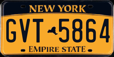 NY license plate GVT5864