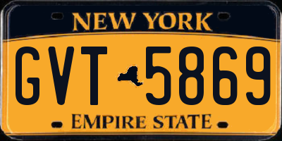 NY license plate GVT5869