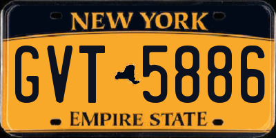NY license plate GVT5886