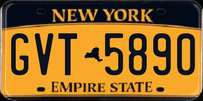 NY license plate GVT5890