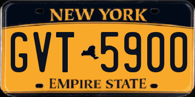 NY license plate GVT5900
