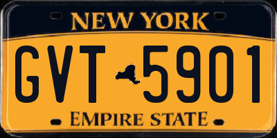 NY license plate GVT5901