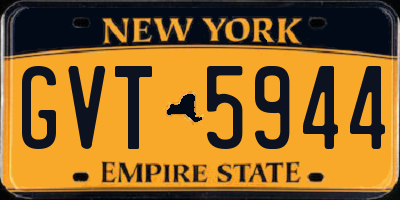 NY license plate GVT5944
