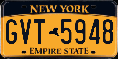 NY license plate GVT5948