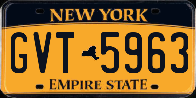 NY license plate GVT5963
