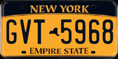 NY license plate GVT5968