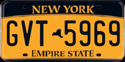 NY license plate GVT5969