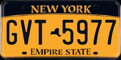 NY license plate GVT5977