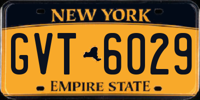 NY license plate GVT6029