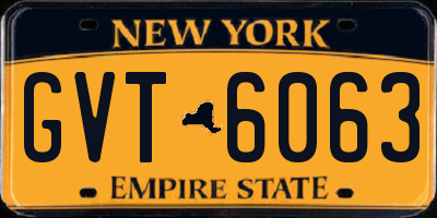 NY license plate GVT6063